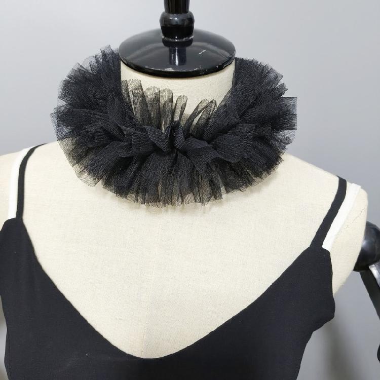 Elizabethan Mesh Ruffle False Collar Choker and Faux Wrist Cuffs for Renaissances Fairs and Theatrical Performances