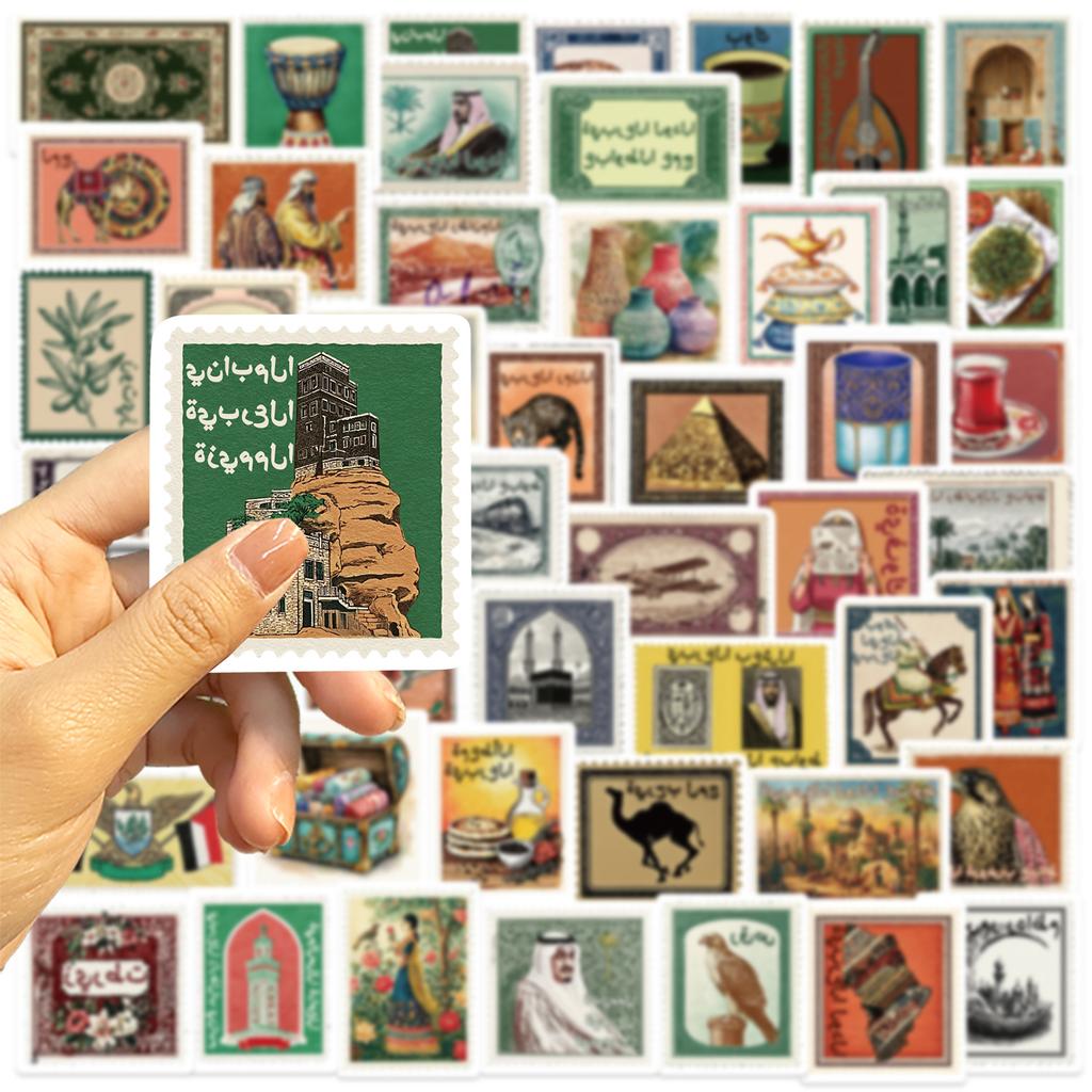 50pcs Postcard Stickers for DIY Scrapbook, Water Bottle, Suitcase Decoration, Waterproof