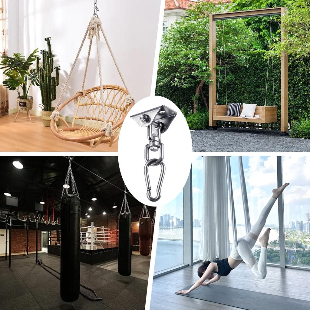 LEONTOOL Wooden and Concrete Swing Set Hanger, 360° Rotation, Hanging Chair Hardware, Hanging Kit, Ceiling Hook, Hammock Hook, 360° Rotation, Bolts an