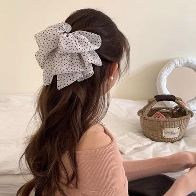 Korea Big Bow Hair Clip for Women Black Hairclip Girls Dot Bow Hairpin Adult Large Bowknot Hairpin Ponytail Clip Headwear