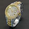Fashion Iced Out Watch For Mens Luxury Date Week Gold Wristwatch Hip Hop Diamond Quartz Clocks