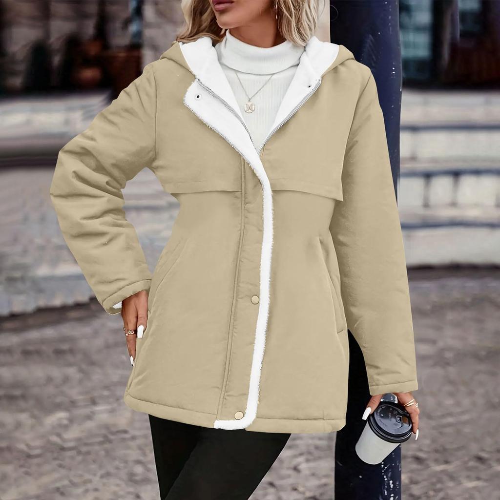 Womens Fleece Lined Jacket Zip Up Hoodie Jackets Casual Long Sleeves Button Coat Fall Winter Coats