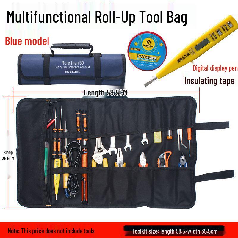 Golden Knight Electrician & Plumber Roll-Up Tool Bag - Multipurpose Canvas Storage with Insert Pockets