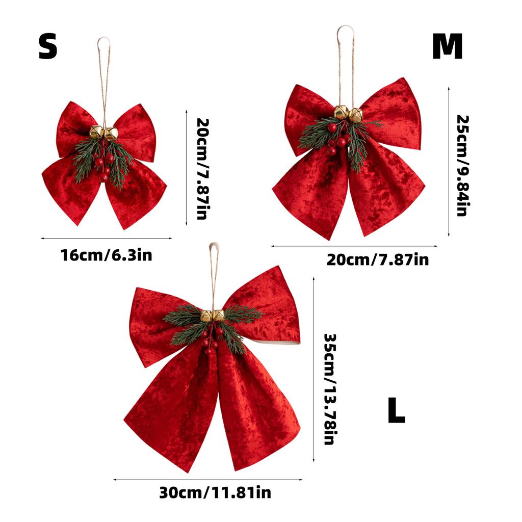 Christmas Tree Fabric Bows Decoration Durable Handcrafted Cloth Christmas Bows Ornament for Year Use