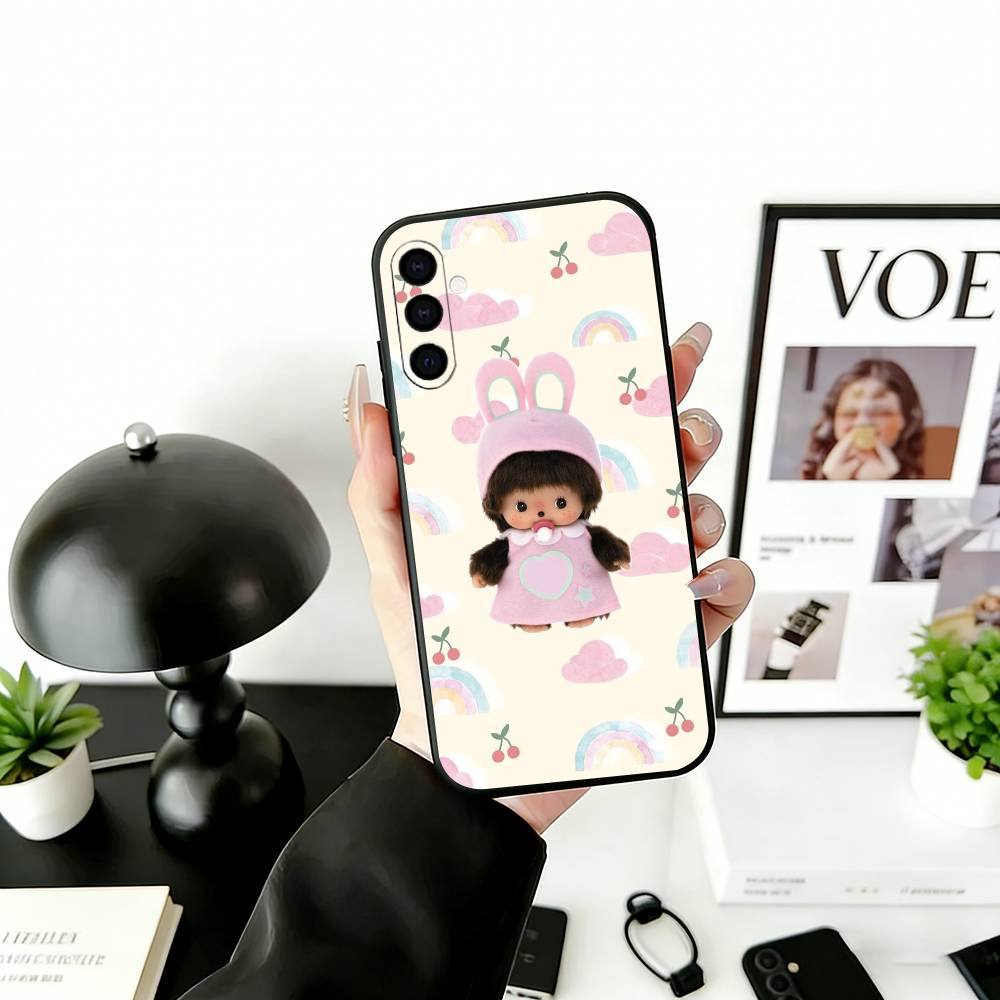 C-Cute M-monchhichis-s Phone Case Black Silicone Soft For Samsung Galaxy A73,A72,A71,A70,A53,A52,A51