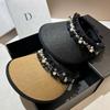 Summer Vinyl UV Protection Sun Hat Pearl Lace Sun Protection Empty Top Hat Outdoor Grass Woven Sun Hat