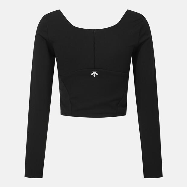 DESCENTE Women'S Square Neck Long Sleeve T-Shirt Black Sr122Ptl12