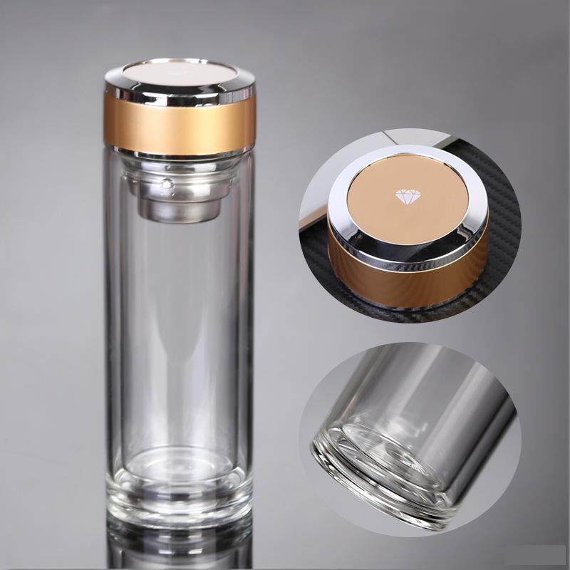 Wanda Hochborosilikat Doppelwandige Glas Teetasse mit Schraubverschluss und individuellem Logo