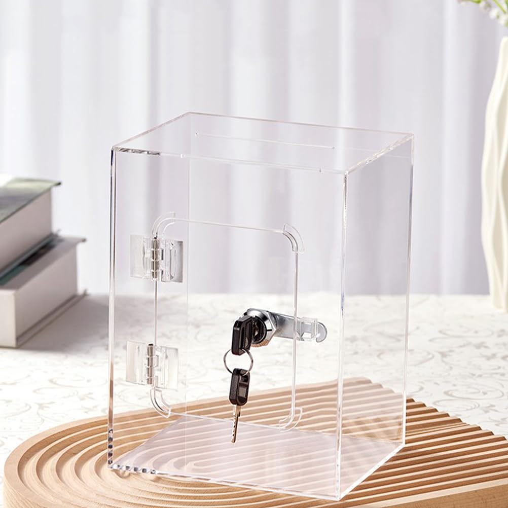 DOITOOL Donation Box with Ballot Piggy Donation Charity with Piggy Large Money Acrylic Piggy Bank Lock, Acrylic, Large, Transparent, Box, Bank, Box,