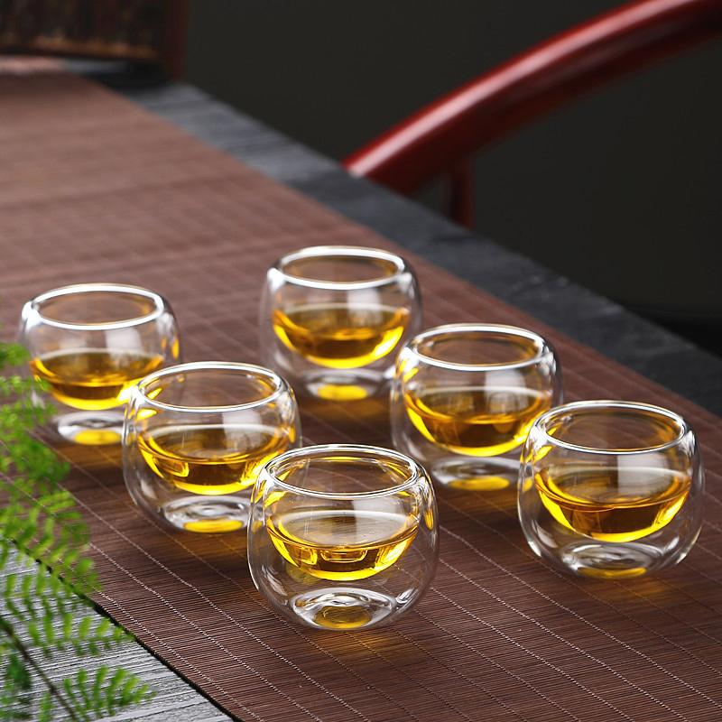 Tea Pot with Bamboo and Wood Handles Made of Borosilicate Glass Tea Cups Set and Capable of Open Flame Tea and Water Separation