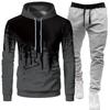 2026 Men's Sporty Slim Fit Graffiti Print Hooded Set