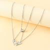 2Pcs Stainless Steel for Butterfly Pendant Necklace European American Personality Friendship Card Heart-shaped Necklace