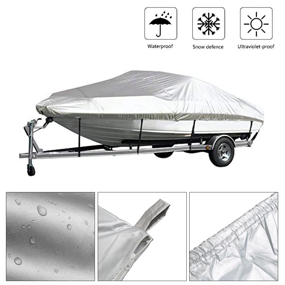 Copertura per Barca 5 Misure Tessuto Oxford 300D Protezione Esterna Impermeabile Riflettente Anti-schiacciamento Antistrappo Adatta per Barche da Bass 20-22FT