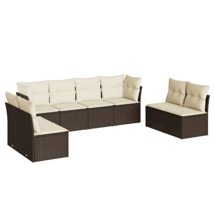 VidaXL Salon de jardin 8 pcs avec coussins marron résine tressée 3217453