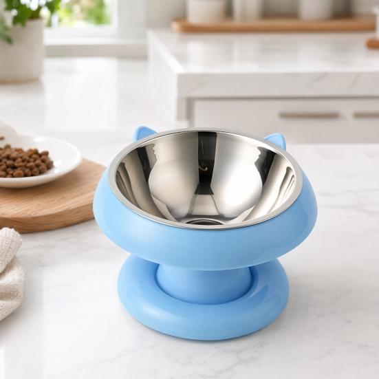 Jijijing Elevated Pet Bowl, Detachable Stainless Steel Inner Raised Cat Water or Food Protects Pets Spine, Feeder for Indoor Cats