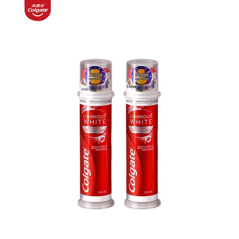 Colgate European Whitening Stain Removal Pump Toothpaste, 100ml x2