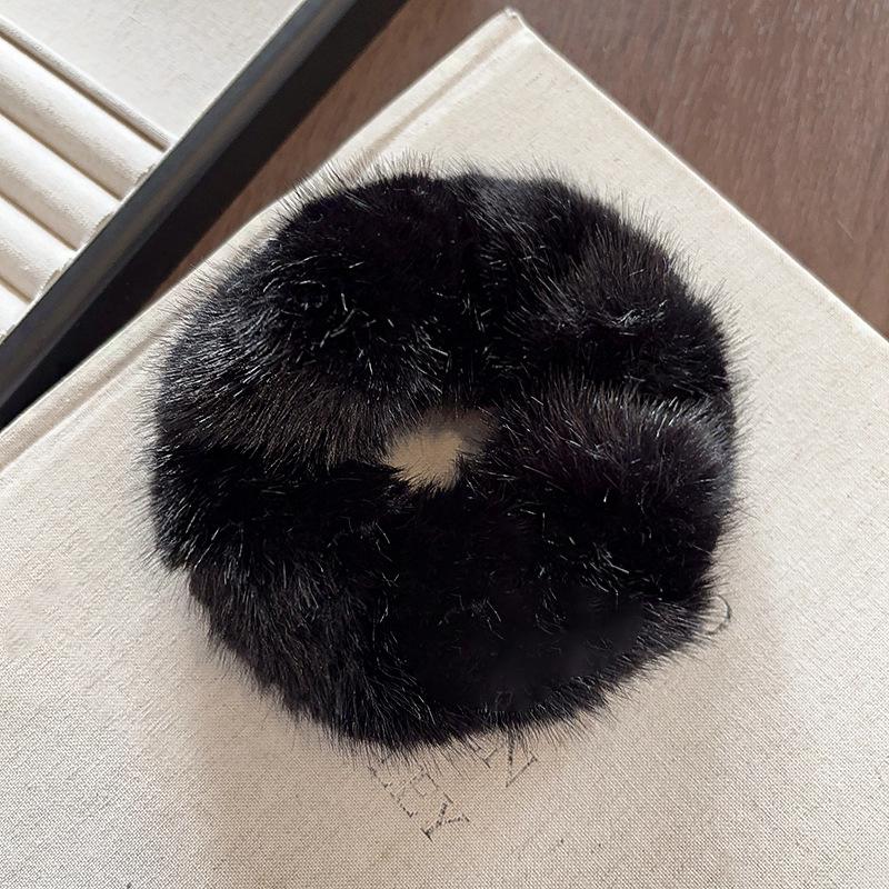 Atmospheric imitation mink plush headband 2026 new high-end autumn and winter large intestine hair band rubber band women s hair rope