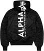 Winter Jacket Alpha Industries MA-1 ZH Back Print (128113) Zip Hood Back Print Bomber Jacket Black White