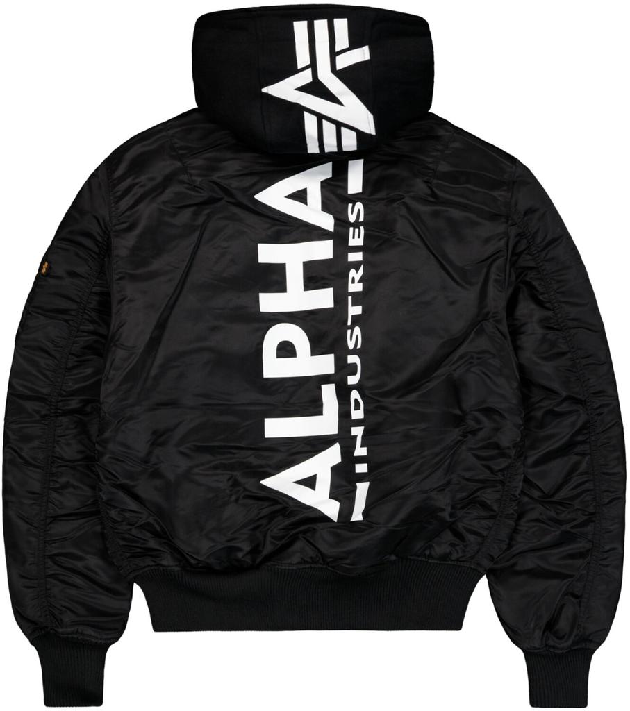 Winter Jacket Alpha Industries MA-1 ZH Back Print (128113) Zip Hood Back Print Bomber Jacket Black White