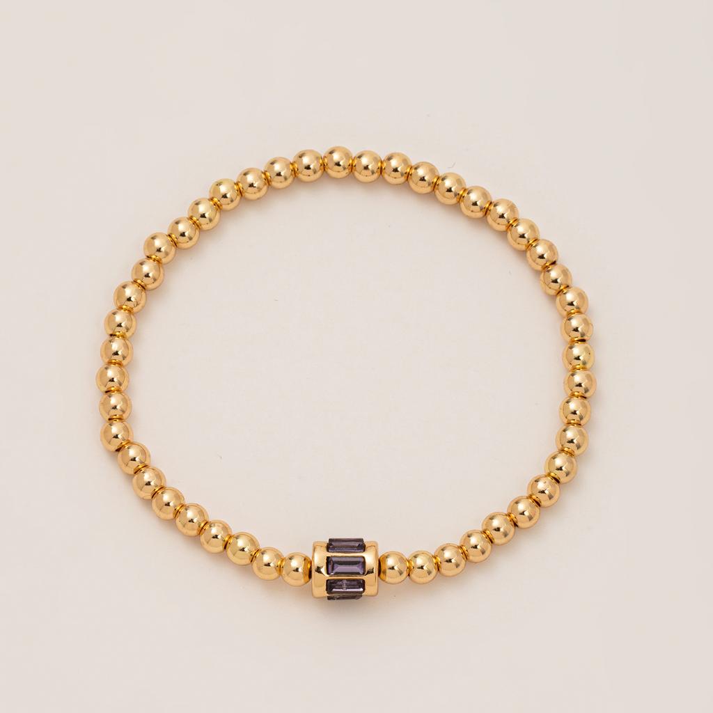 Bracelet Gold Beads December 12Th Birthday Stone Zircon Electroplating Real Gold Color Retention Beaded Bracelet