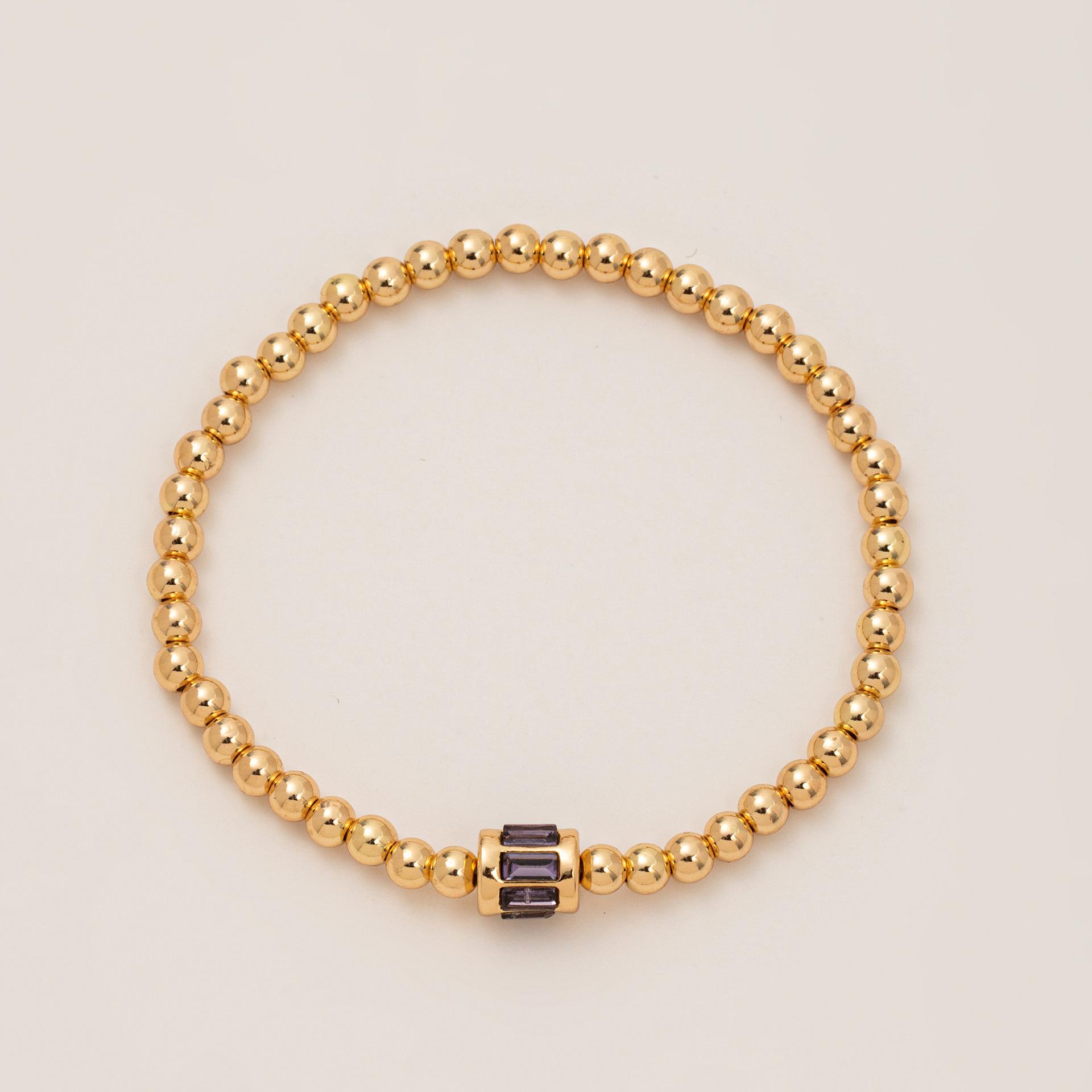 Bracelet Gold Beads December 12Th Birthday Stone Zircon Electroplating Real Gold Color Retention Beaded Bracelet