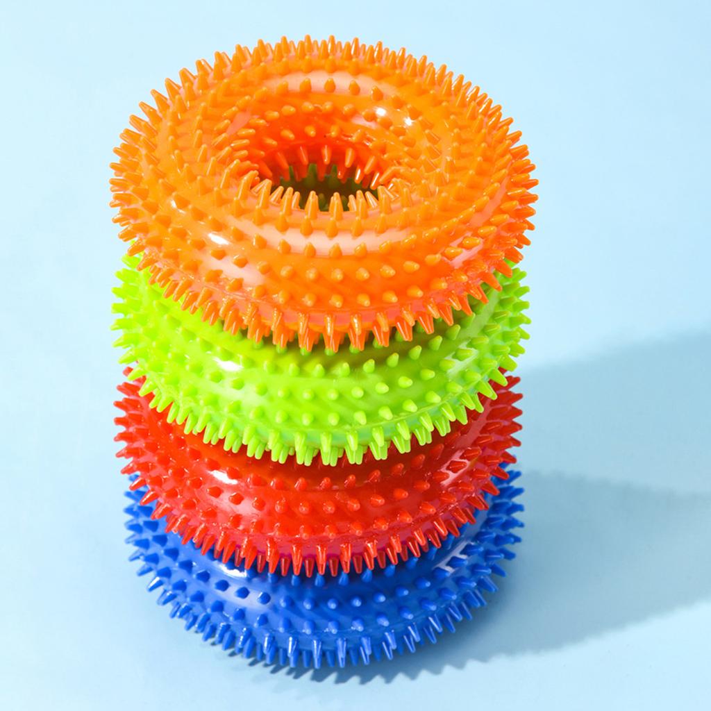 Yousheng Spiked Ring Dog Chew Toy for Aggressive Chewers Interactive Squeaky Spiky Ring with Rope Dog Training Fetch Toy for Small Medium Large Dogs