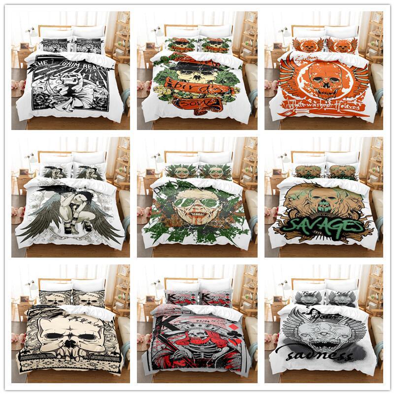 Vintage Pop Goth Reaper Schädel Punk Rock Bettwäsche Digitaldruck Polyester Baumwolle Dreiteiliges Set