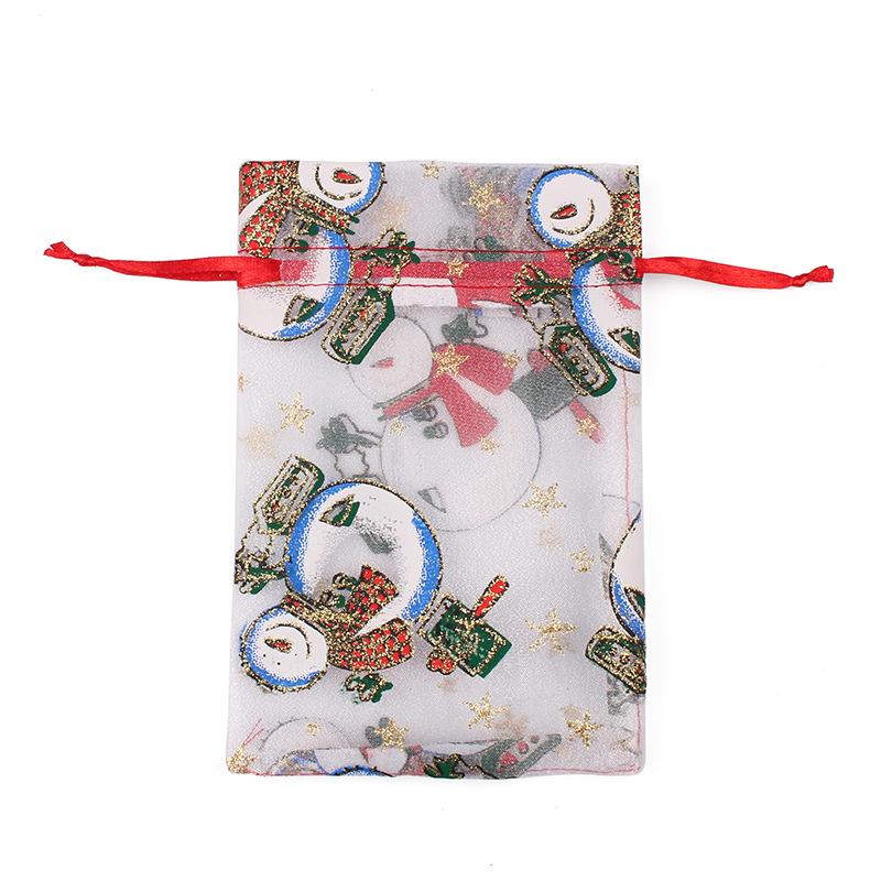100pcs Christmas Drawstring Gift 10x15 13x18 Cm Printed Pattern Snow Yarn Christmas Yarn Bag Candy Gift Wrap Bag
