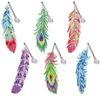 R-MSQ015-037 New Arrival 6pcs Feather Diamond Painting Bookmarks Resinstone Bookmark Pendant