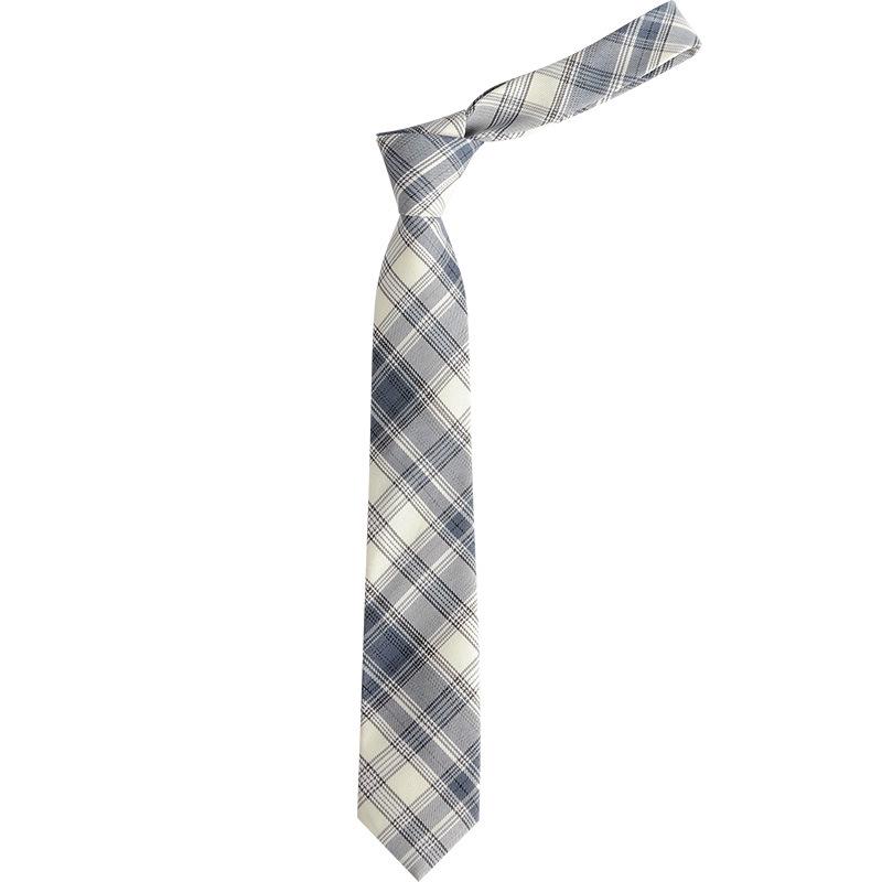 Lemon Sea Salt Plaid School Uniform Tie - Handmade Japanese Academy Style for Men & Women