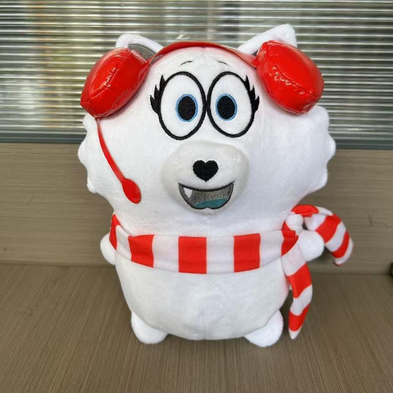 

Tyler and Snowi Plush Dolls Adorable Cartoon Stuffed Animals with Green Headphones Red Scarf Soft Cuddly Plushie for Kids Playroom Decor Holiday Gift 23cm червоний