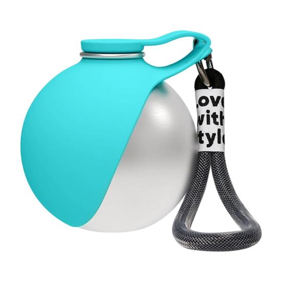 Bottiglia d'acqua pieghevole per cani, distributore d'acqua portatile per animali domestici con ciotola in silicone, bottiglia in acciaio inossidabile, ciotola d'acqua da viaggio per passeggiate all'aperto