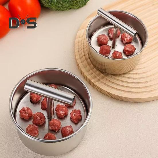 Stainless Steel Meatball Maker 6/12 Balls Manual Meat Baller Machine Kitchen Extruded Meatball Making Press Easy Clean Meatball Making Tool for