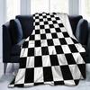 Checkered Throw Blanket, Flannel Blanket with Checkerboard Grid Pattern, Soft Cozy Fluffy Blanket for Couch Bed Sofa, Warm Fuzzy
