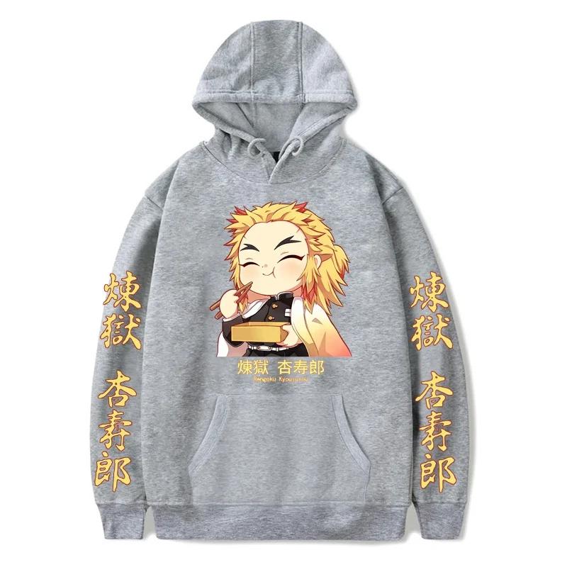 Japan Anime Demon Slayer Kawaii Rengoku Kyoujurou Grafický potisk Muži Ženy Podzim Zima Mikina Harajuku Velká mikina