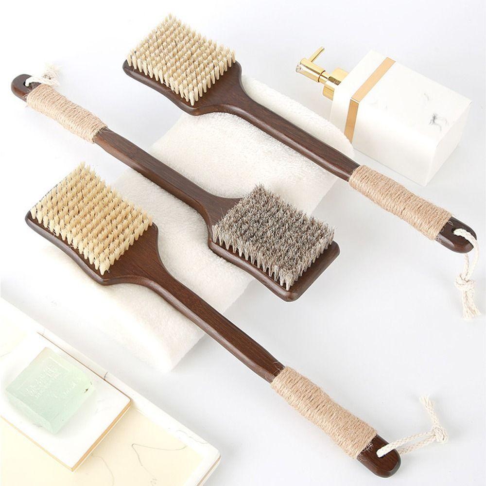 Ergonomic Massage Brush Wood Bath Exfoliating Brush Skin Care Long Handle Brush  Bathroom Tools