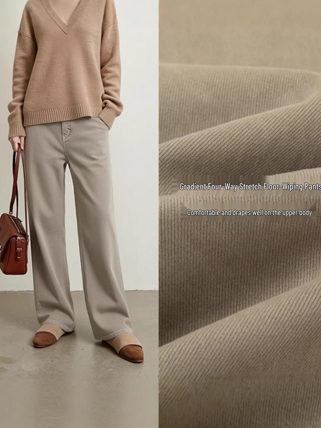 

Spring 2026 High-Waisted Milk Coffee Gradient Wide-Leg Floor-Length Jeans for Women Large