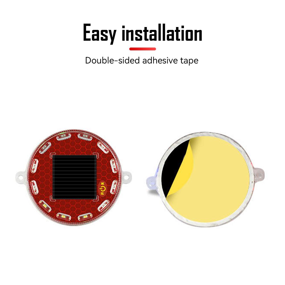 Solar Power Mortorcycle 12LED Warning Light Night Ride Tail Light Anti-rear Strobe RGB Light with Reflective Sticker