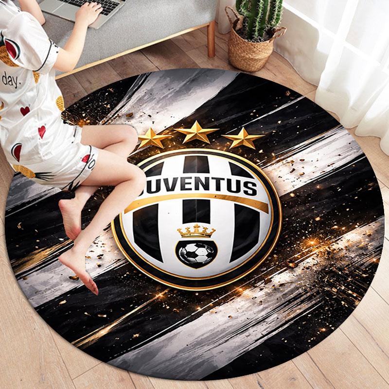 Juventus Football Club Round Area Rug,Carpet Rug for Living Room Bedroom Sofa Playroom Decor,Non-slip Floor Mat