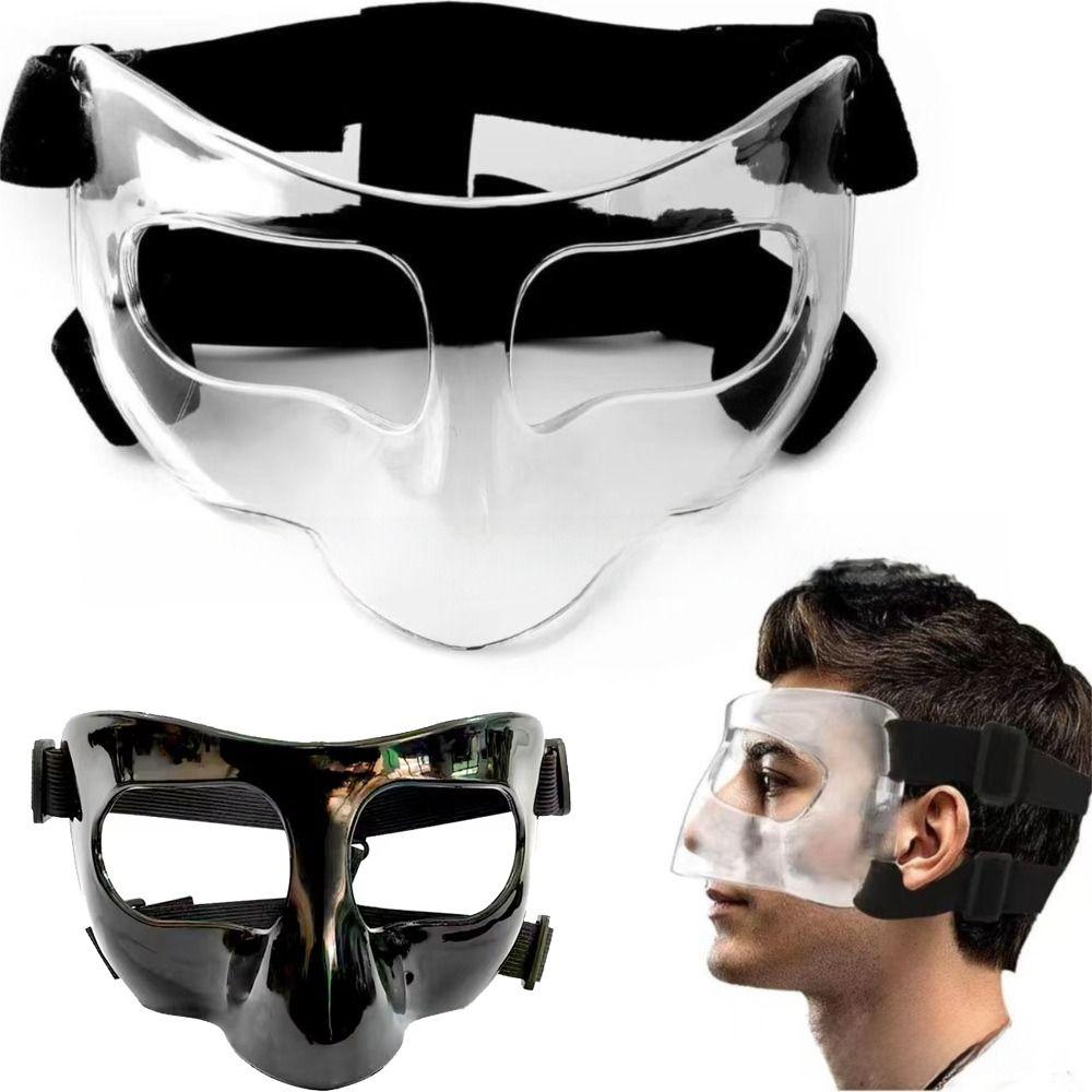 Black/Clear Basketball Face Mask Elastic Strap Face Guard Practical Nose Protector  Outdoor Sports