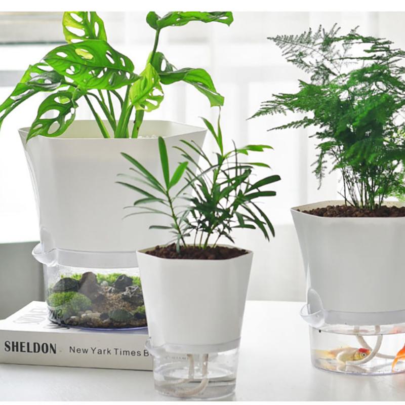 Mini Hydroponik Blumentopf Haus Vase Dekor Transparent Imitation Kunststoff Erdelose Pflanzentöpfe Grüne Pflanzen Topf Für Zuhause