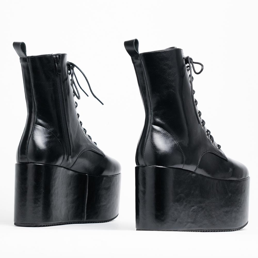 Unisex Extreme Platform Lace up Ankle Gothic mid Calf Funky Foot Protection Seasonal Wear Stylish Look