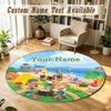 Animal Crossing Personalized Round Rug Support Custom Name, Soft Home Decor Mat