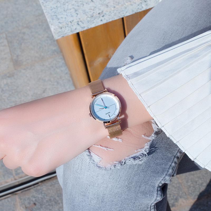 2023 Kezzi Minimalist French Niche Waterproof Couple Watches for Women, Mesh Band Pair