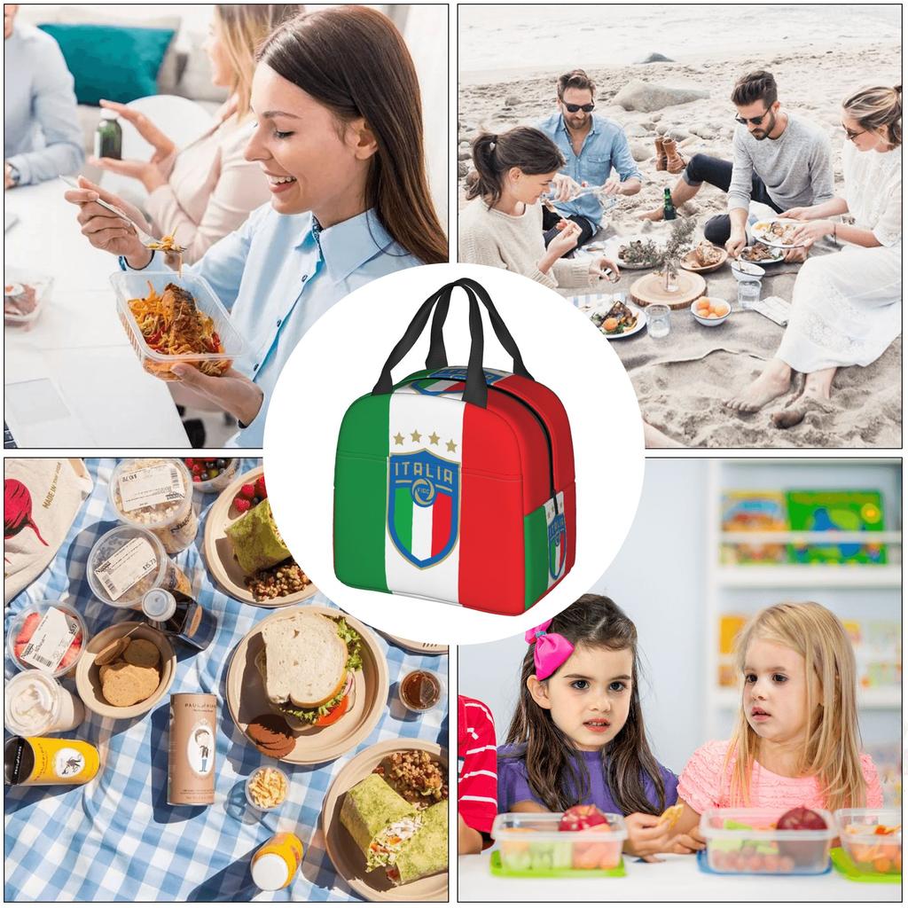 Borse Termiche per Pranzo Italia Figc per Lavoro Scuola Regalo Calcio Italiano Cooler Anti-perdita Termica Bento Box Donna Uomo