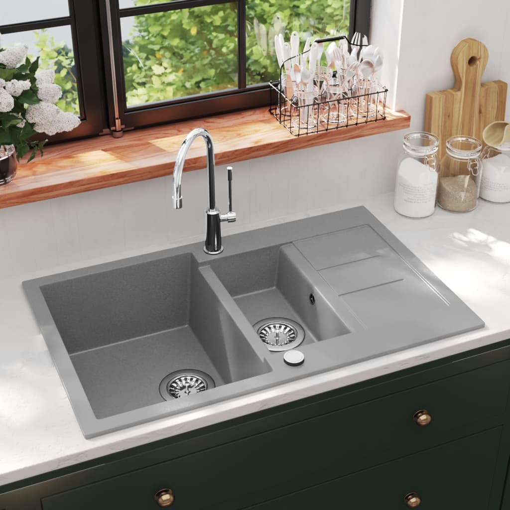 Granite Double Basin Sink Grey