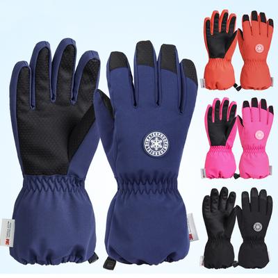 Guantes de esquí para niños de invierno, guantes de esquí gruesos de cinco dedos para niños, guantes de esquí para niños resistentes al viento y a los dedos