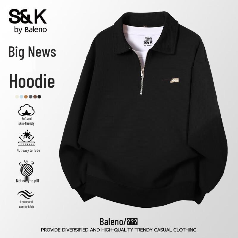 Baleno Men s Waffle Knit Quarter-Zip Polo Sweatshirt M