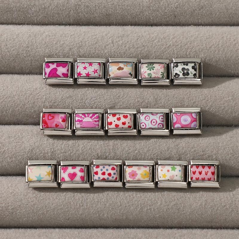 Wholesale Kawaii Heart Flower Star Sunset Dolphin Cats Italian Charm Fit 9MM Stainless Steel Girls' DIY Bracelet Fashion Jewelry