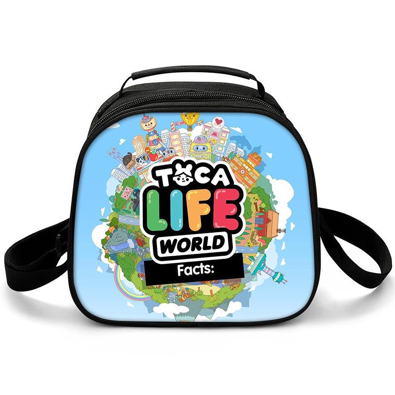 Sac bandoulière classique Toca Life World Sac à lunch semi-circulaire Isolation thermique Sac à lunch pour nourriture Sacs à main isolés imprimés en 3D Sacs à glace